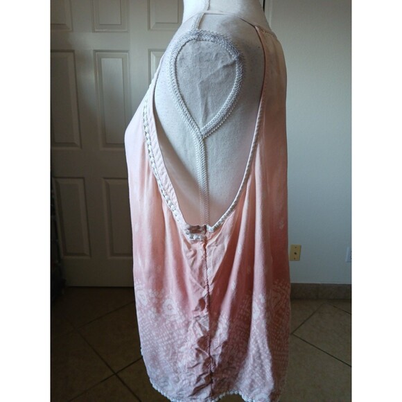 Mudd Womens Rayon Halter Pink Tank Top Size XL Lace Details Bohemian - Picture 4 of 13